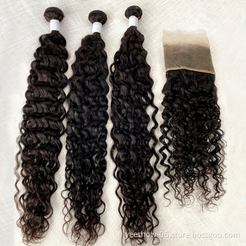 wholesale  brown and blonde brazilian water weave unprocessed frontal vendors 12 a grade hair bundles